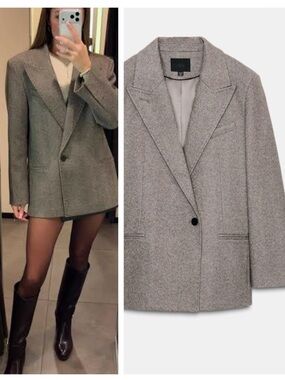 ZARA size M L herringbone blazer jacket